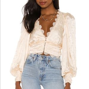NWT For Love and Lemons Natalie Lace Crop Top SzL